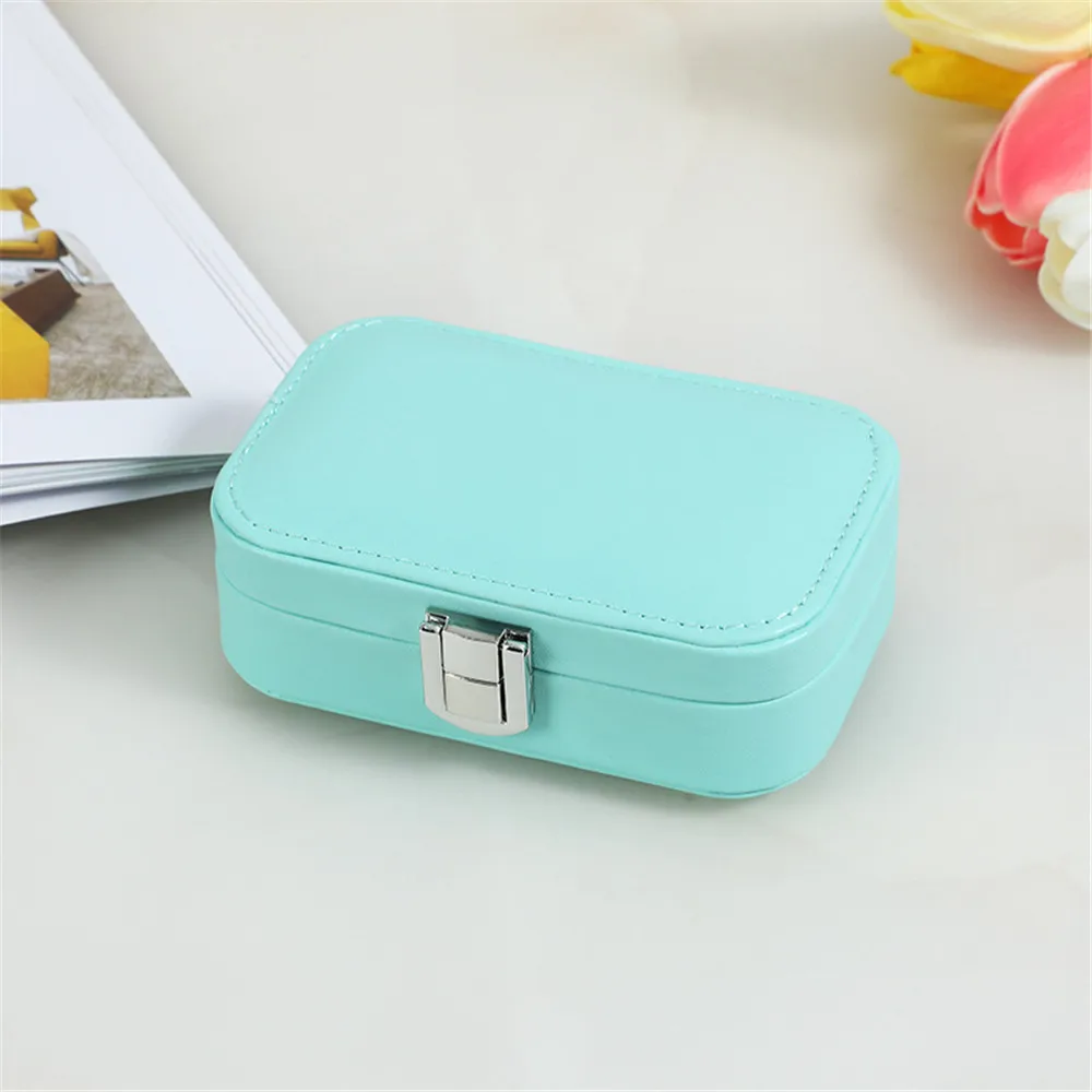 New In Macaron Jewelry Box for Travel Portable Ring Earrings Necklace Organizer Double Layer PU Leather Snap Button Display Case