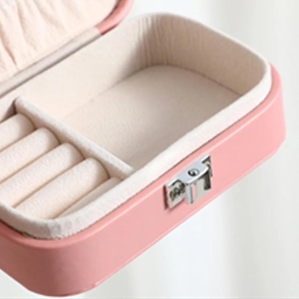 New In Macaron Jewelry Box for Travel Portable Ring Earrings Necklace Organizer Double Layer PU Leather Snap Button Display Case