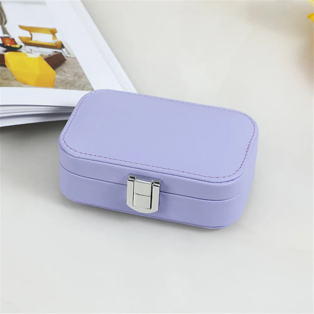 New In Macaron Jewelry Box for Travel Portable Ring Earrings Necklace Organizer Double Layer PU Leather Snap Button Display Case
