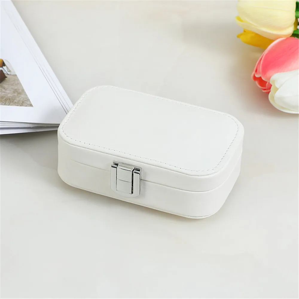 New In Macaron Jewelry Box for Travel Portable Ring Earrings Necklace Organizer Double Layer PU Leather Snap Button Display Case