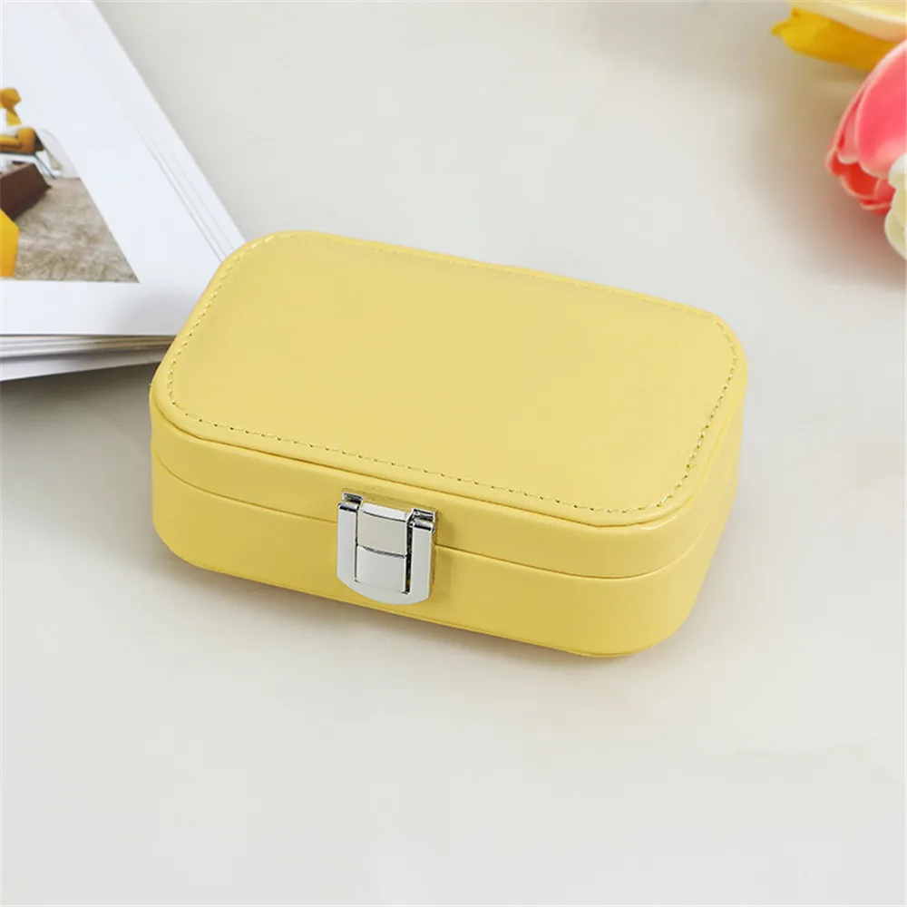 New In Macaron Jewelry Box for Travel Portable Ring Earrings Necklace Organizer Double Layer PU Leather Snap Button Display Case