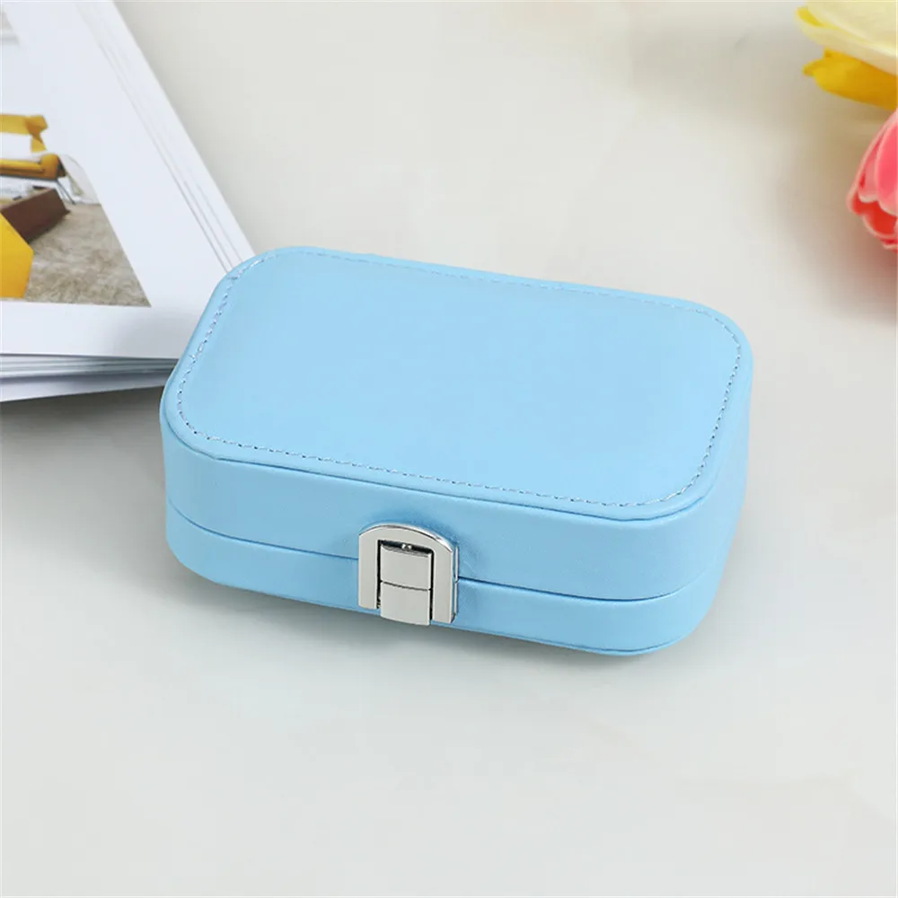 New In Macaron Jewelry Box for Travel Portable Ring Earrings Necklace Organizer Double Layer PU Leather Snap Button Display Case