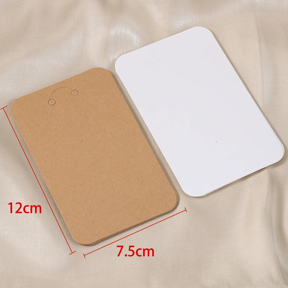 50pcs/lot Keychain Display Cards 7.5x12cm Kraft Paper Cards for diy Jewelry Key Packing Cardboard Keyrings Retail Price Tags