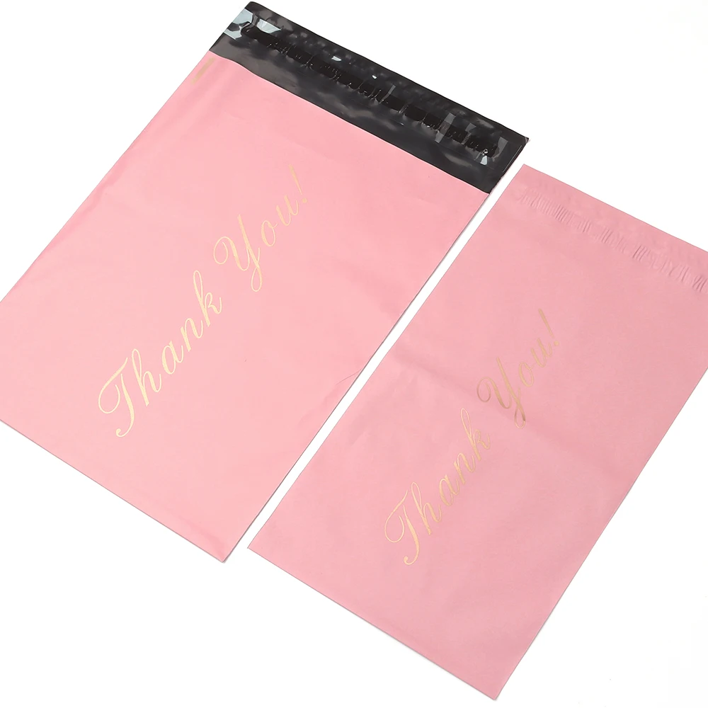 5-10pcs Baby Pink Printed Thank You Bags Mailer Self-adhesive Envelope Bags For Gifts Jewelry Express Shipping Packaging Pouches