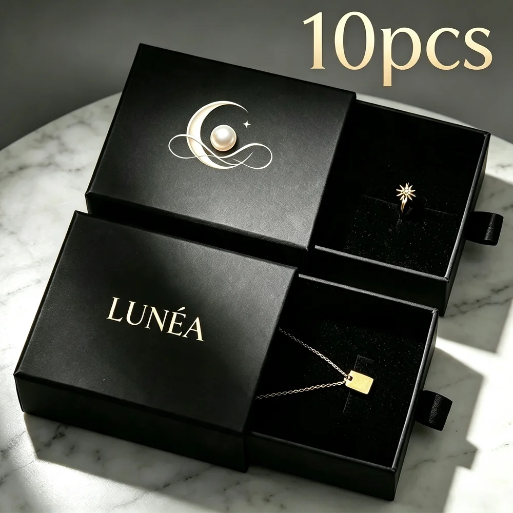 8*8/6*6cm 10PCS Free Custom Logo Paper Box Necklace Ring Box With Sponge Drawer Box Personalized Exquisite Jewelry Packag Pack