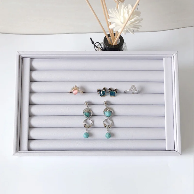 New Velvet Jewelry Flat Trays Box Earring Rings Storage Box Jewelry Case Display Convenient Charming Women Rings Trays Makeup