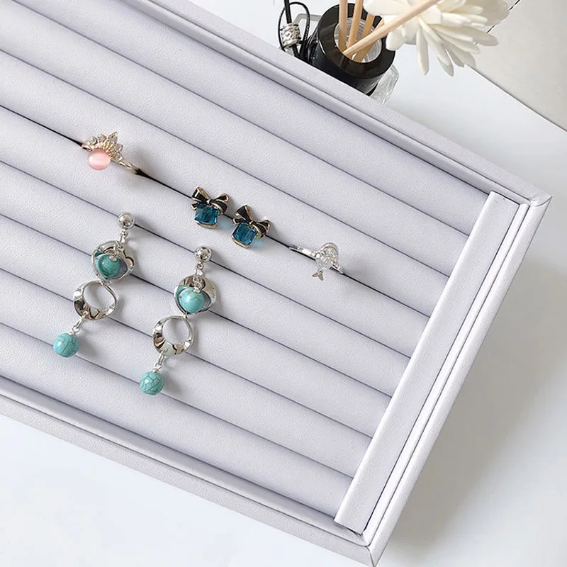 New Velvet Jewelry Flat Trays Box Earring Rings Storage Box Jewelry Case Display Convenient Charming Women Rings Trays Makeup