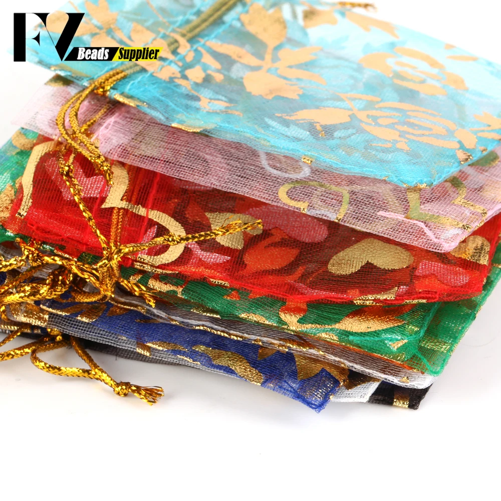 50pcs/lot Colorful Drawstring Organza Bags Jewelry Packaging Bags Candy Wedding Birthday Bags Gifts Sweets Pouches Wholesales