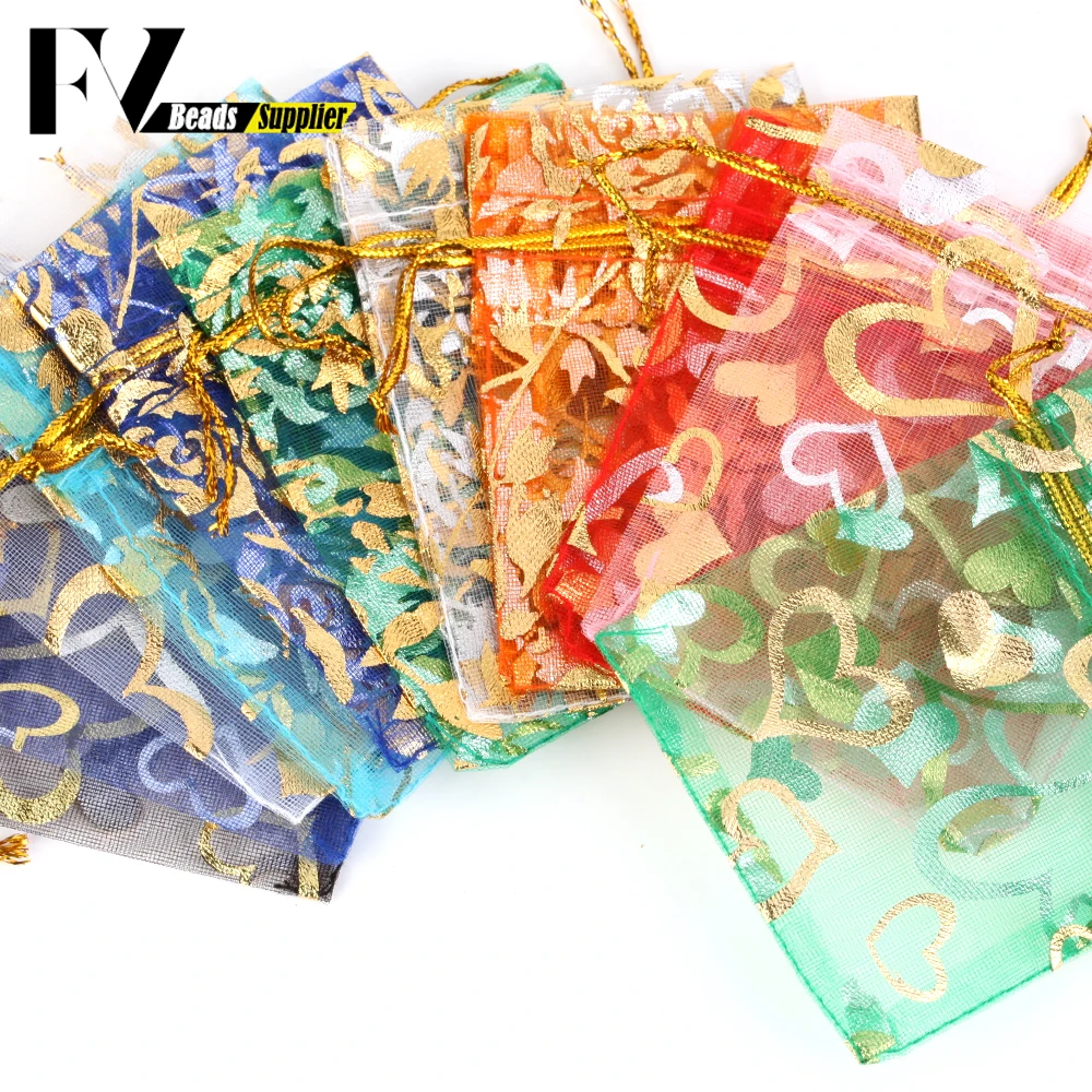 50pcs/lot Colorful Drawstring Organza Bags Jewelry Packaging Bags Candy Wedding Birthday Bags Gifts Sweets Pouches Wholesales