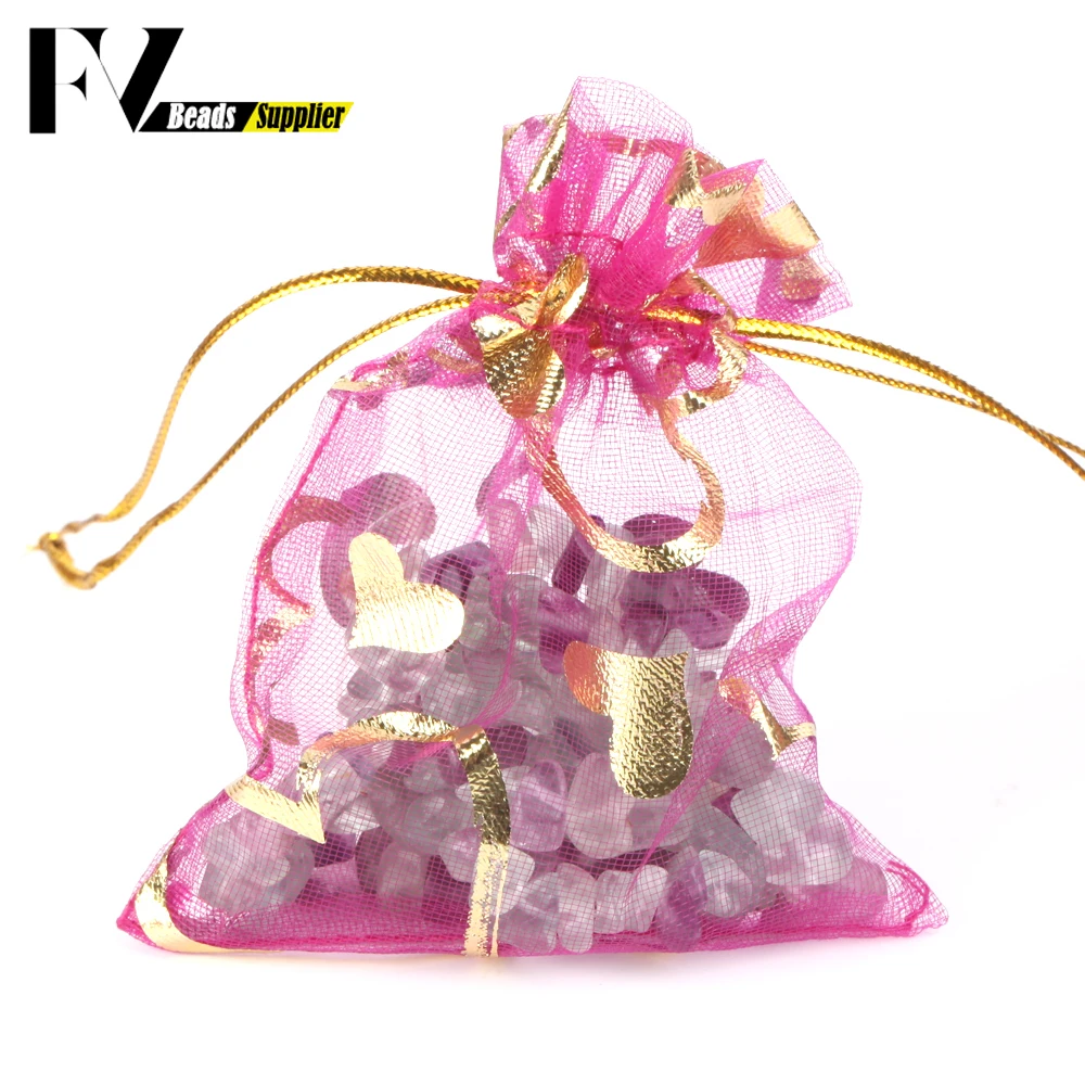50pcs/lot Colorful Drawstring Organza Bags Jewelry Packaging Bags Candy Wedding Birthday Bags Gifts Sweets Pouches Wholesales