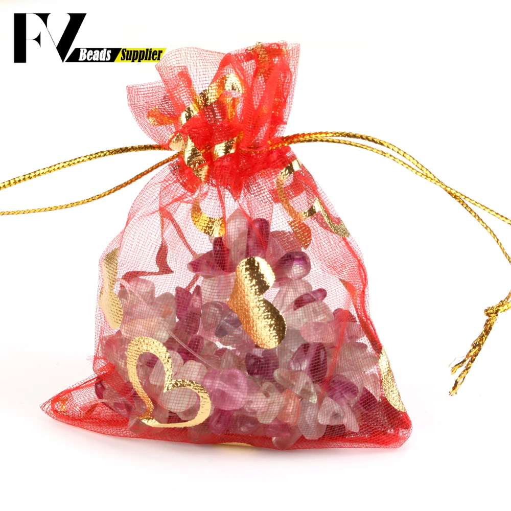 50pcs/lot Colorful Drawstring Organza Bags Jewelry Packaging Bags Candy Wedding Birthday Bags Gifts Sweets Pouches Wholesales