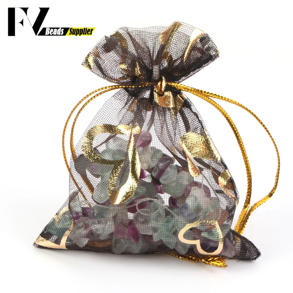 50pcs/lot Colorful Drawstring Organza Bags Jewelry Packaging Bags Candy Wedding Birthday Bags Gifts Sweets Pouches Wholesales