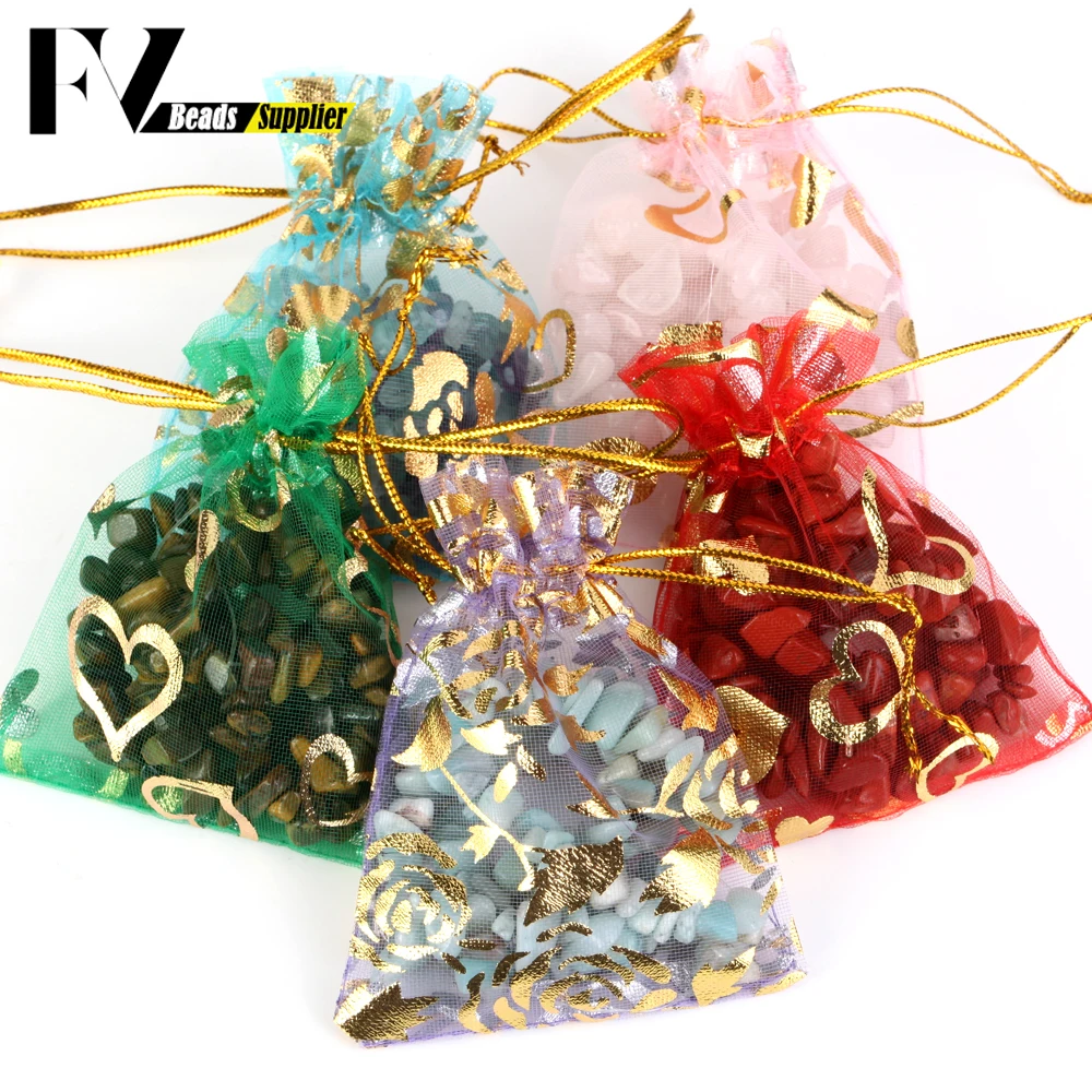 50pcs/lot Colorful Drawstring Organza Bags Jewelry Packaging Bags Candy Wedding Birthday Bags Gifts Sweets Pouches Wholesales