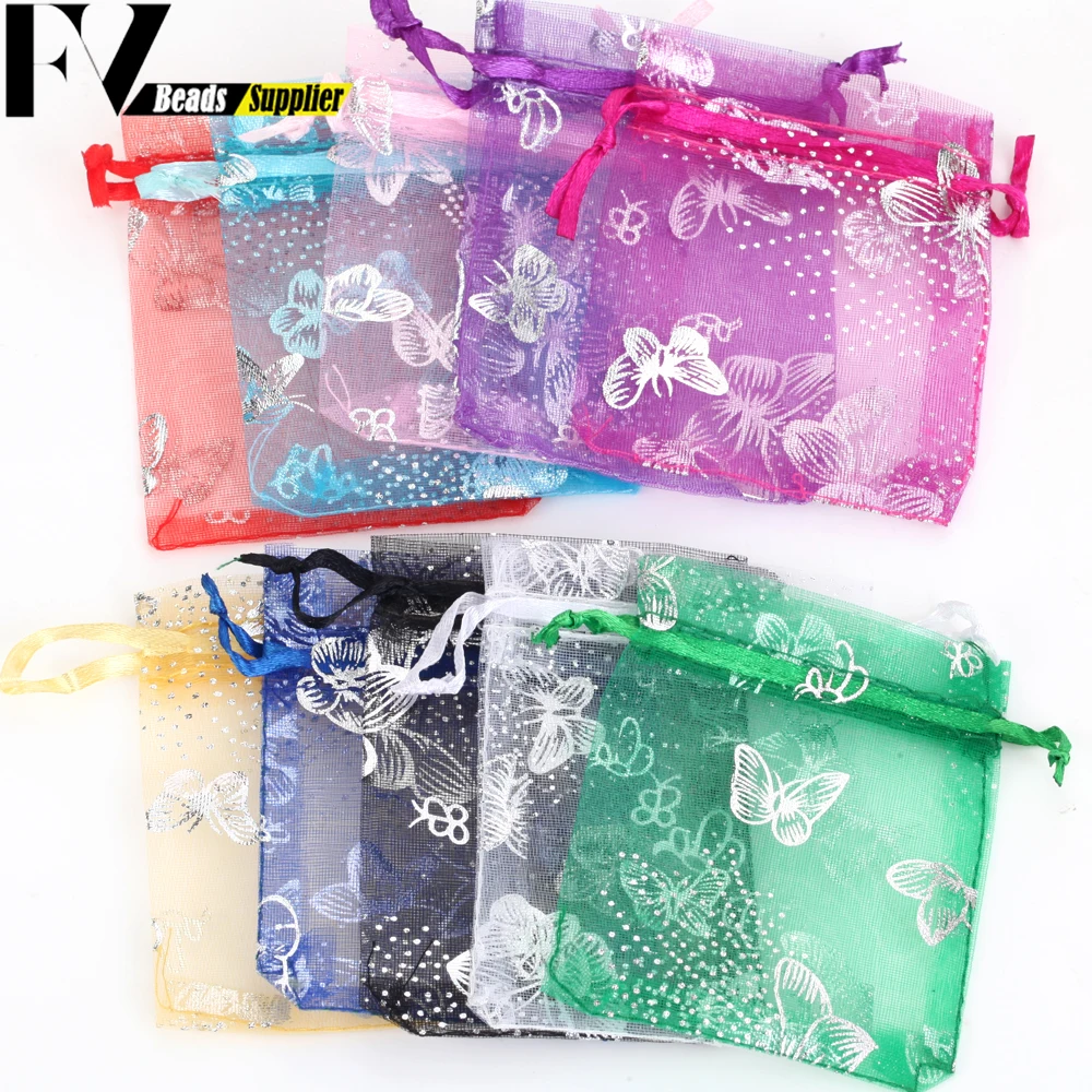 50pcs/lot Colorful Drawstring Organza Bags Jewelry Packaging Bags Candy Wedding Birthday Bags Gifts Sweets Pouches Wholesales