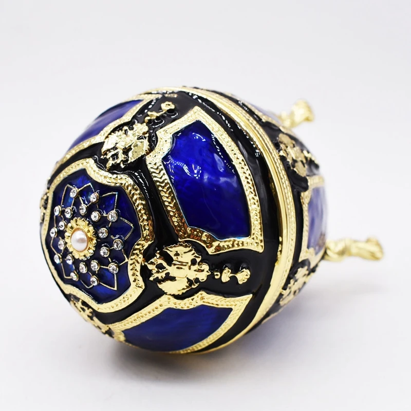 Faberge-Egg Luxury Series Hand Painted Jewelry Trinket Box Unique Gift for Easter Home Decor Collectible
