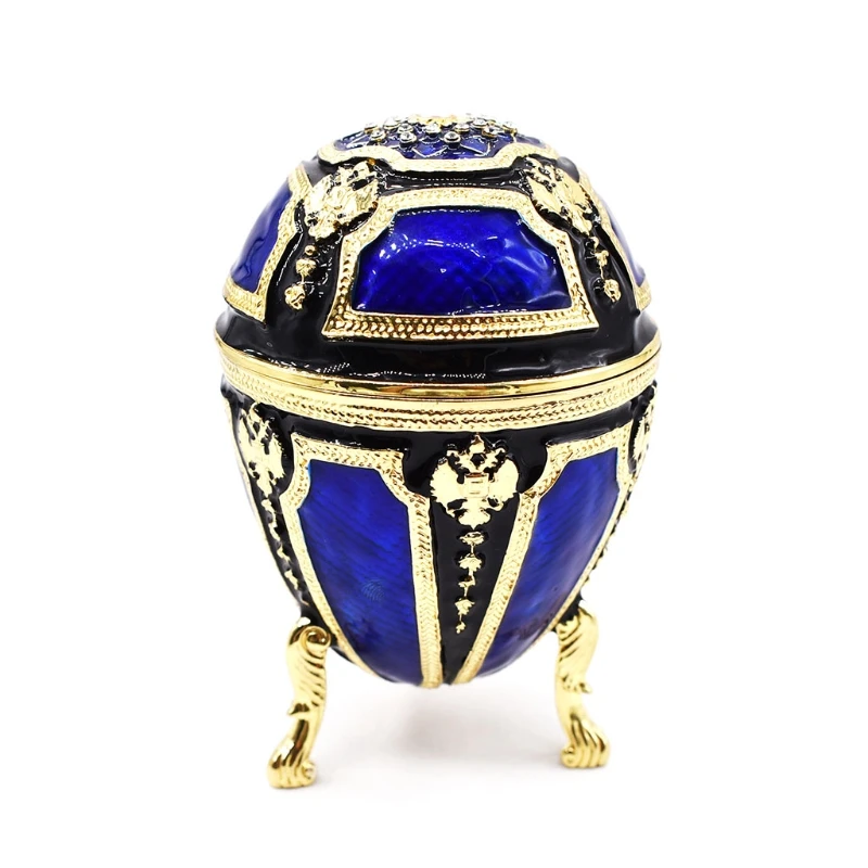 Faberge-Egg Luxury Series Hand Painted Jewelry Trinket Box Unique Gift for Easter Home Decor Collectible