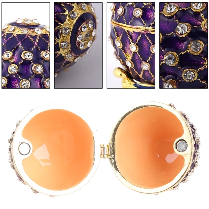 Faberge-Egg Luxury Series Hand Painted Jewelry Trinket Box Unique Gift for Easter Home Decor Collectible