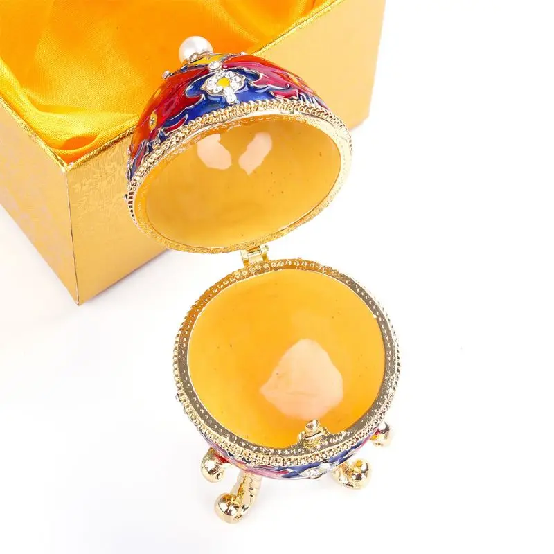 Faberge-Egg Luxury Series Hand Painted Jewelry Trinket Box Unique Gift for Easter Home Decor Collectible