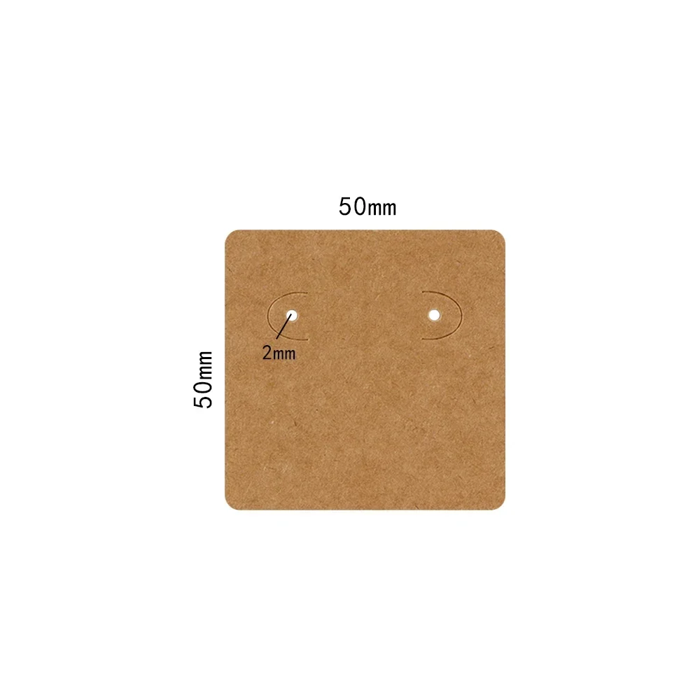 50 Pcs 5x5cm Earrings Jewelry Display Kraft Paper Cards Label With Or Without Bags Wholesale Packaging Handmade DIY Accessories