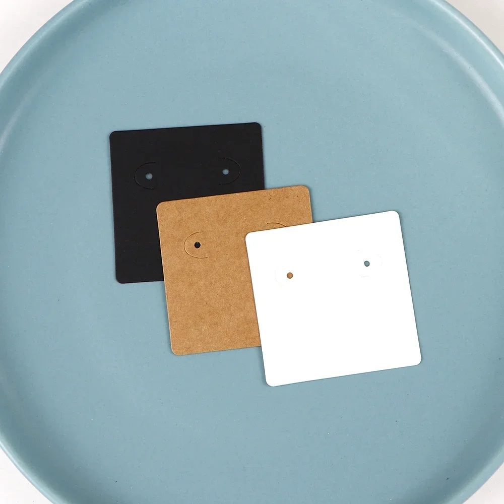 50 Pcs 5x5cm Earrings Jewelry Display Kraft Paper Cards Label With Or Without Bags Wholesale Packaging Handmade DIY Accessories