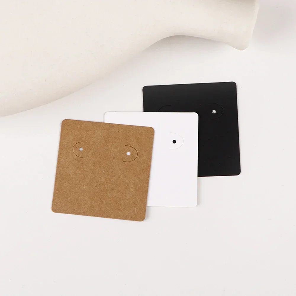 50 Pcs 5x5cm Earrings Jewelry Display Kraft Paper Cards Label With Or Without Bags Wholesale Packaging Handmade DIY Accessories