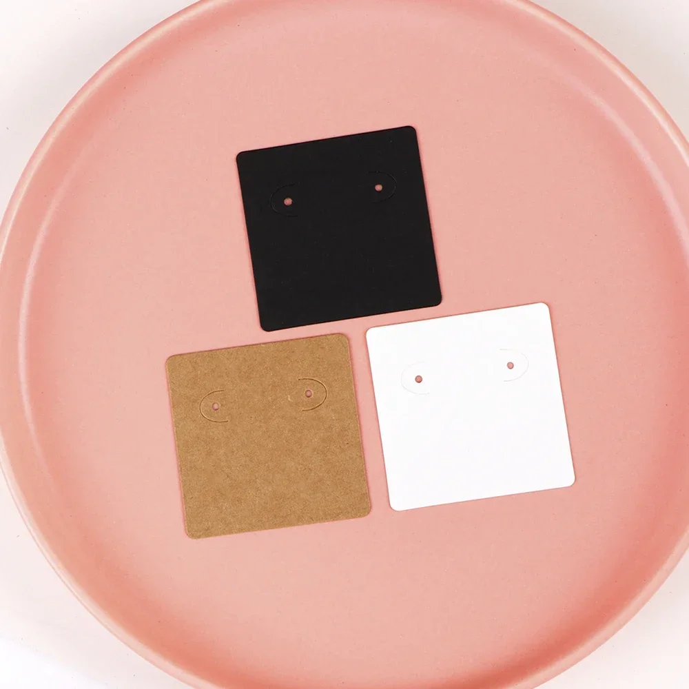 50 Pcs 5x5cm Earrings Jewelry Display Kraft Paper Cards Label With Or Without Bags Wholesale Packaging Handmade DIY Accessories