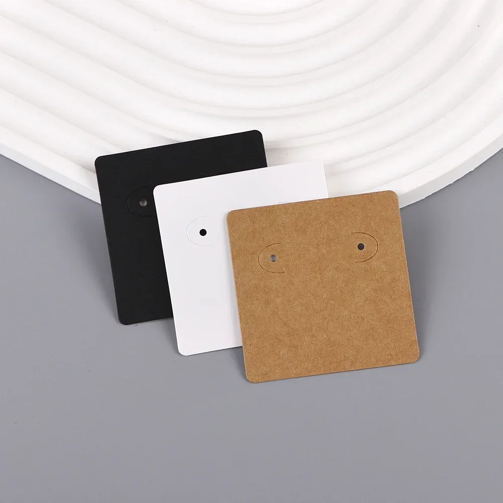 50 Pcs 5x5cm Earrings Jewelry Display Kraft Paper Cards Label With Or Without Bags Wholesale Packaging Handmade DIY Accessories