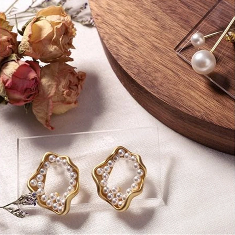 10pcs/lot Stud Earrings Display Acrylic Clear Transparent Jewelry Display Board Handmade DIY Accessories Store Storage Show