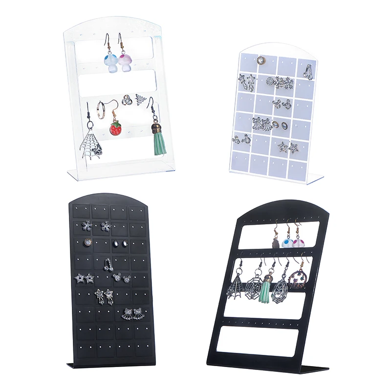 48/72 Holes Portable Earrings Ear Studs Holder Jewelry Display Holders Plastic Earring Showcase Storage Rack Organizer Stand Box