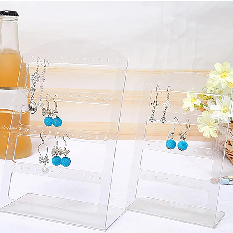 48/72 Holes Portable Earrings Ear Studs Holder Jewelry Display Holders Plastic Earring Showcase Storage Rack Organizer Stand Box