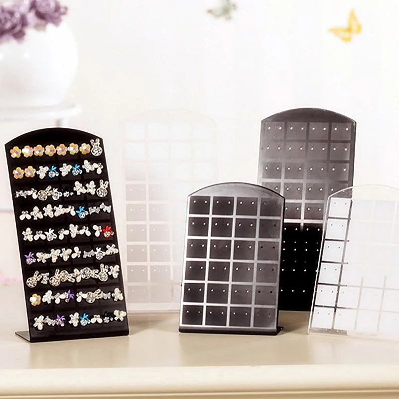 48/72 Holes Portable Earrings Ear Studs Holder Jewelry Display Holders Plastic Earring Showcase Storage Rack Organizer Stand Box