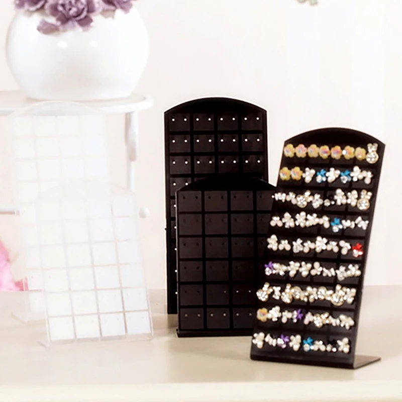 48/72 Holes Portable Earrings Ear Studs Holder Jewelry Display Holders Plastic Earring Showcase Storage Rack Organizer Stand Box
