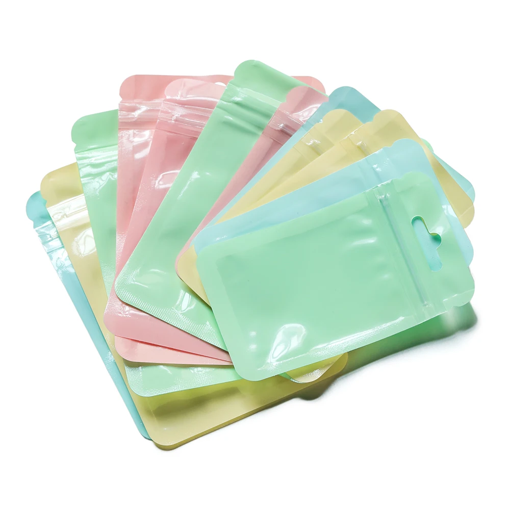 20/50pcs Iridescent Self Sealing Bags Macaron Color Plastic Packaging Pouch Jewelry Retail Storage Pouch Gift Zip Lock Bag