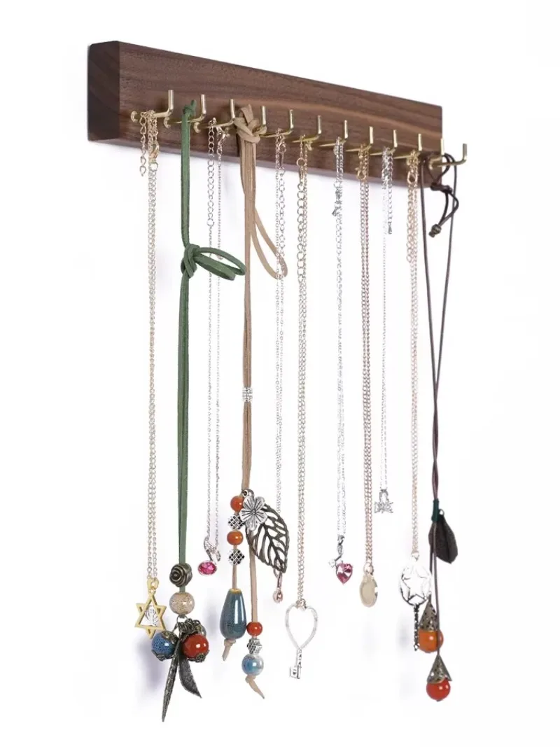 Wooden Necklace Display Stands Jewelry Display Shelf Rack Bracelet Holder Jewellery Hanging Props Earring Case Wall Sticker