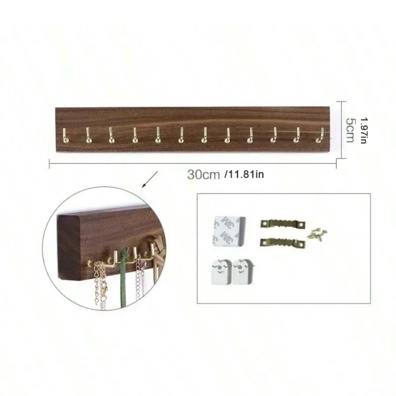 Wooden Necklace Display Stands Jewelry Display Shelf Rack Bracelet Holder Jewellery Hanging Props Earring Case Wall Sticker