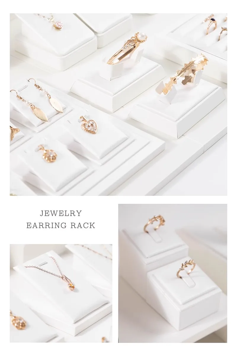 White Leather Pendant Necklace Chain Jewellery Display Bust Mannequin Stand Holder Rack Bracelet Earrings Ring Counter Organizer