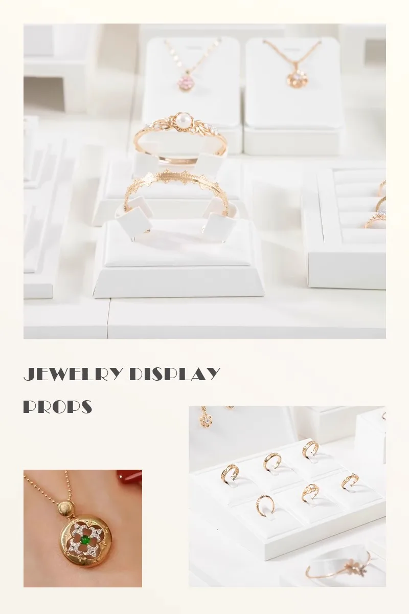 White Leather Pendant Necklace Chain Jewellery Display Bust Mannequin Stand Holder Rack Bracelet Earrings Ring Counter Organizer