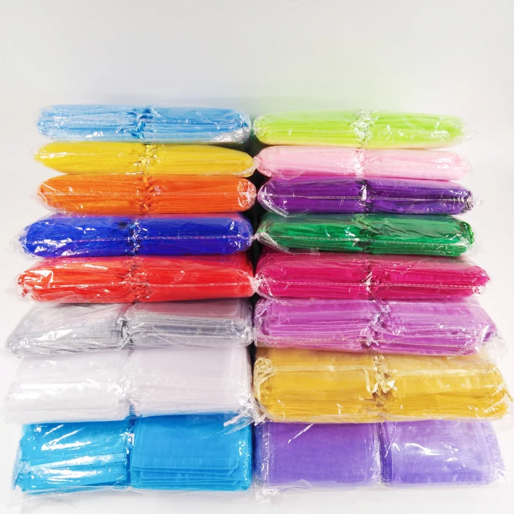 500pcs/lot Organza Gift Bags Pouches 7x9cm Small Organza Bag Pouch Favor Wedding Party Christmas Gift Bag Jewelry Packaging Bags