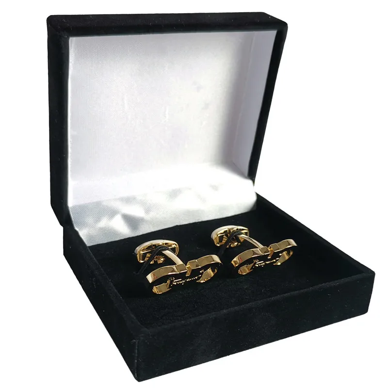 Wholesale Black Velvet Cufflinks Gift Box Men Shirt Cufflinks Gemelos Carrying Case Cuff Link Tie Clip Boxes 70x80mm