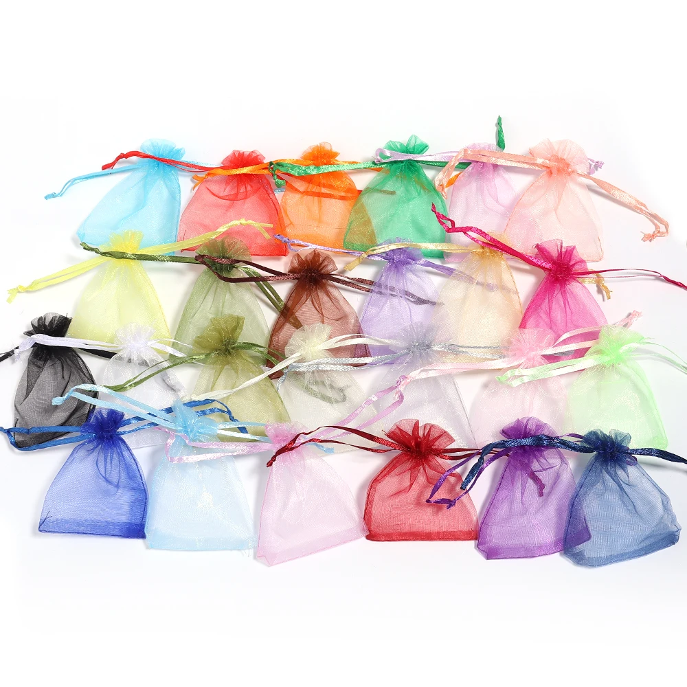 10Pcs/lot Color Organza Bags Transparent Jewelry Bag Party Wedding Gift Drawable Bags Candy Jewelry Storage Packaging Bag