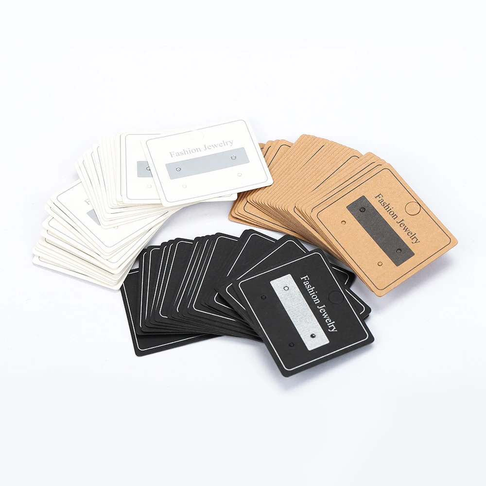 50pcs 4.7x4cm Earrings Display Card Kraft Paper Cards Packaging Hang Tag Ear Studs Cardboard Holder for Jewelry Sale Price Tag