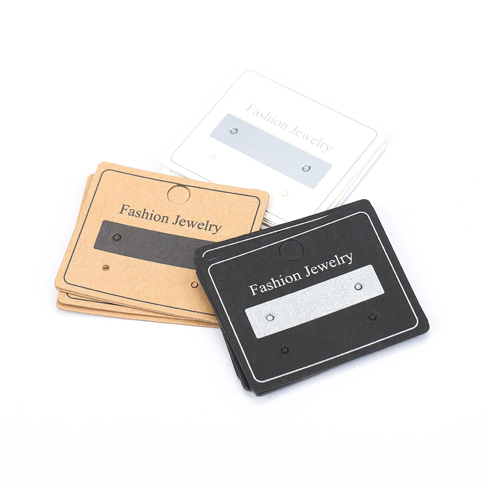 50pcs 4.7x4cm Earrings Display Card Kraft Paper Cards Packaging Hang Tag Ear Studs Cardboard Holder for Jewelry Sale Price Tag