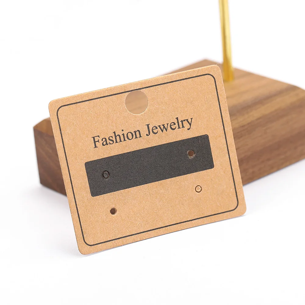 50pcs 4.7x4cm Earrings Display Card Kraft Paper Cards Packaging Hang Tag Ear Studs Cardboard Holder for Jewelry Sale Price Tag