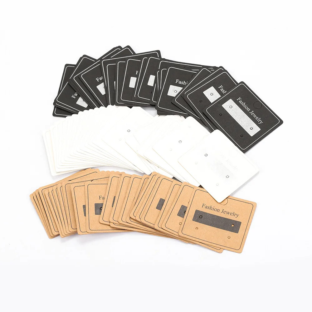 50pcs 4.7x4cm Earrings Display Card Kraft Paper Cards Packaging Hang Tag Ear Studs Cardboard Holder for Jewelry Sale Price Tag