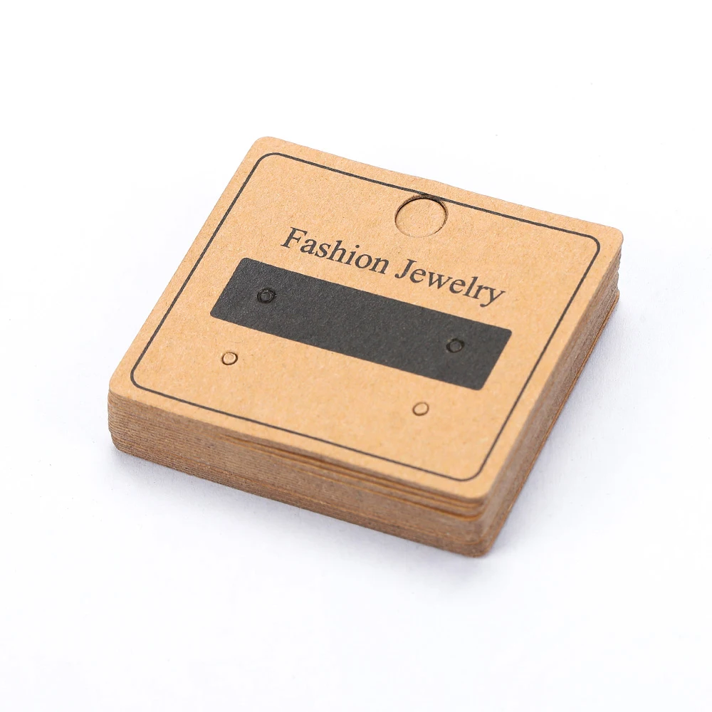 50pcs 4.7x4cm Earrings Display Card Kraft Paper Cards Packaging Hang Tag Ear Studs Cardboard Holder for Jewelry Sale Price Tag