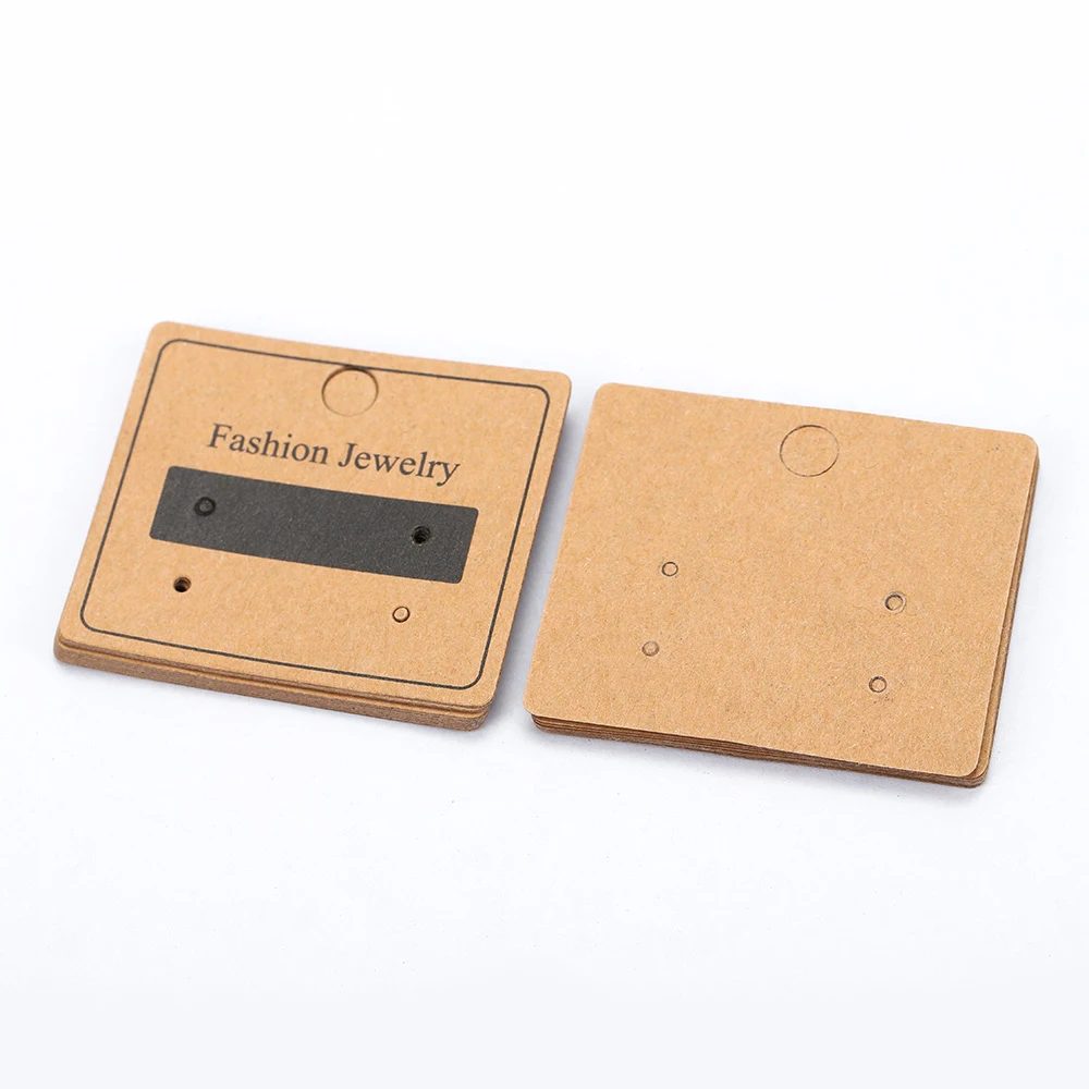 50pcs 4.7x4cm Earrings Display Card Kraft Paper Cards Packaging Hang Tag Ear Studs Cardboard Holder for Jewelry Sale Price Tag