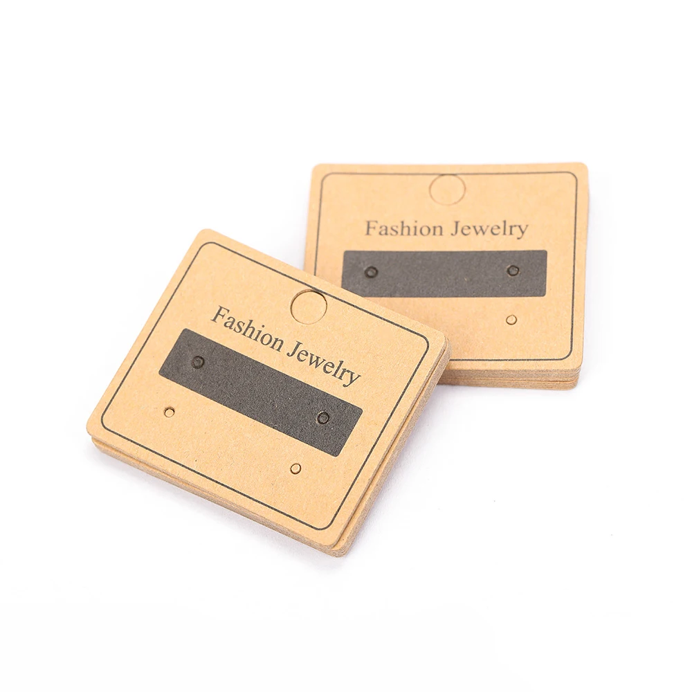 50pcs 4.7x4cm Earrings Display Card Kraft Paper Cards Packaging Hang Tag Ear Studs Cardboard Holder for Jewelry Sale Price Tag