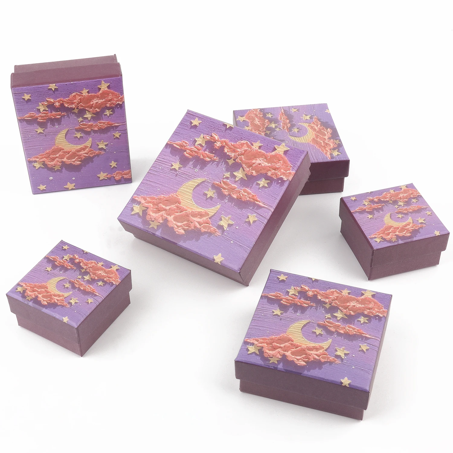 1PCS Purple Craft Paper Drawer DIY Jewelry Box Ring Earring Necklace Bracelet Gift Packaging Boxes for Wedding Birthday Party