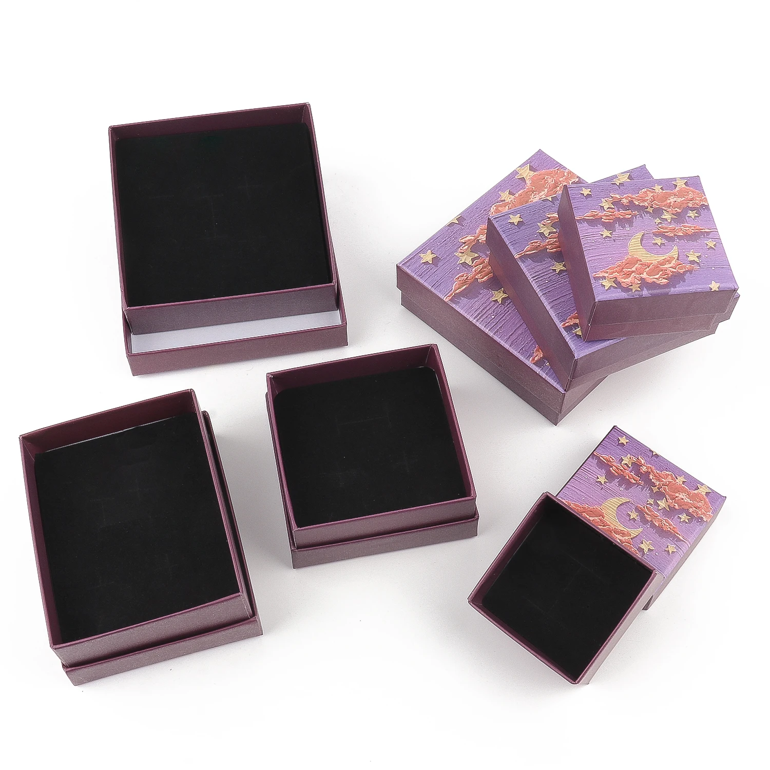 1PCS Purple Craft Paper Drawer DIY Jewelry Box Ring Earring Necklace Bracelet Gift Packaging Boxes for Wedding Birthday Party