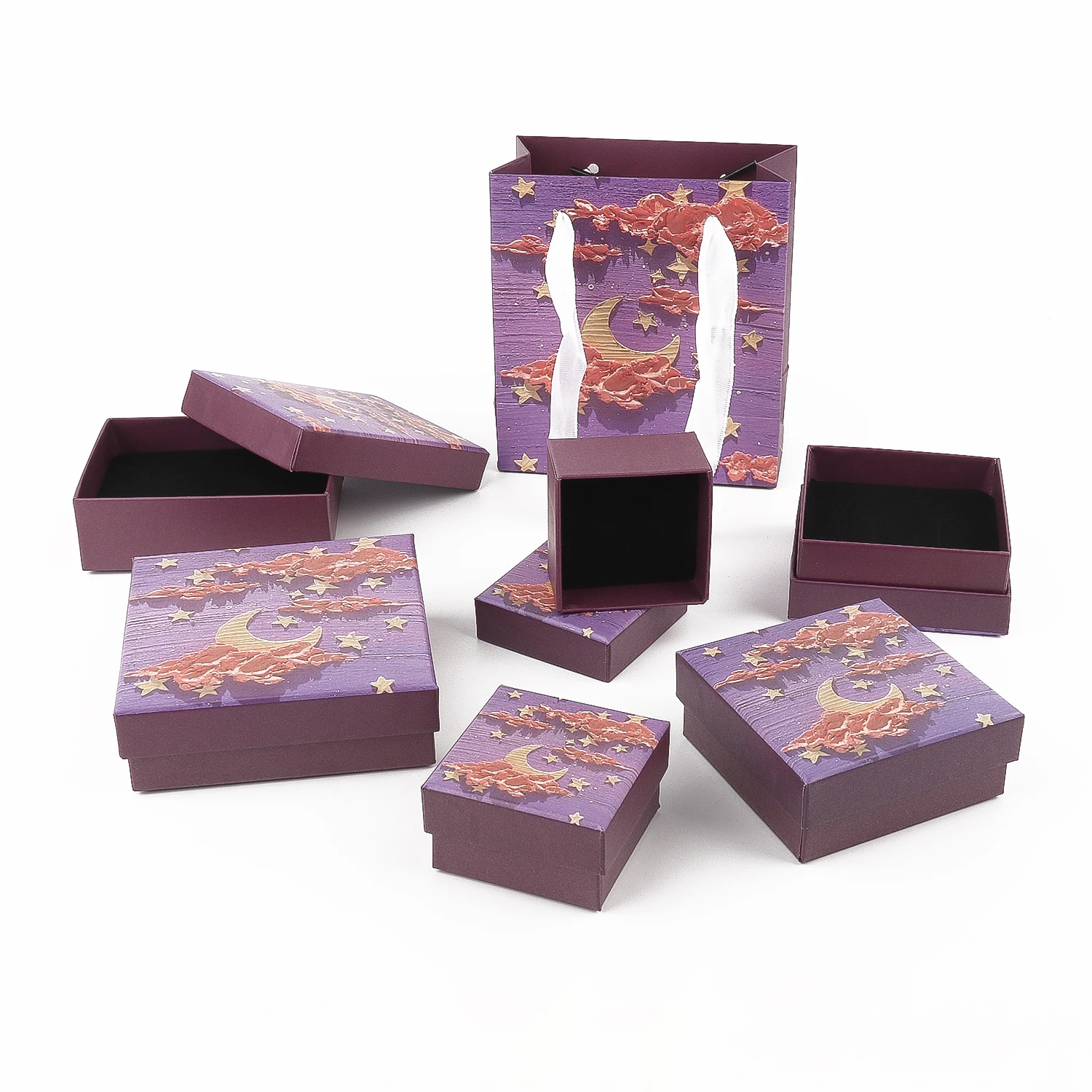 1PCS Purple Craft Paper Drawer DIY Jewelry Box Ring Earring Necklace Bracelet Gift Packaging Boxes for Wedding Birthday Party